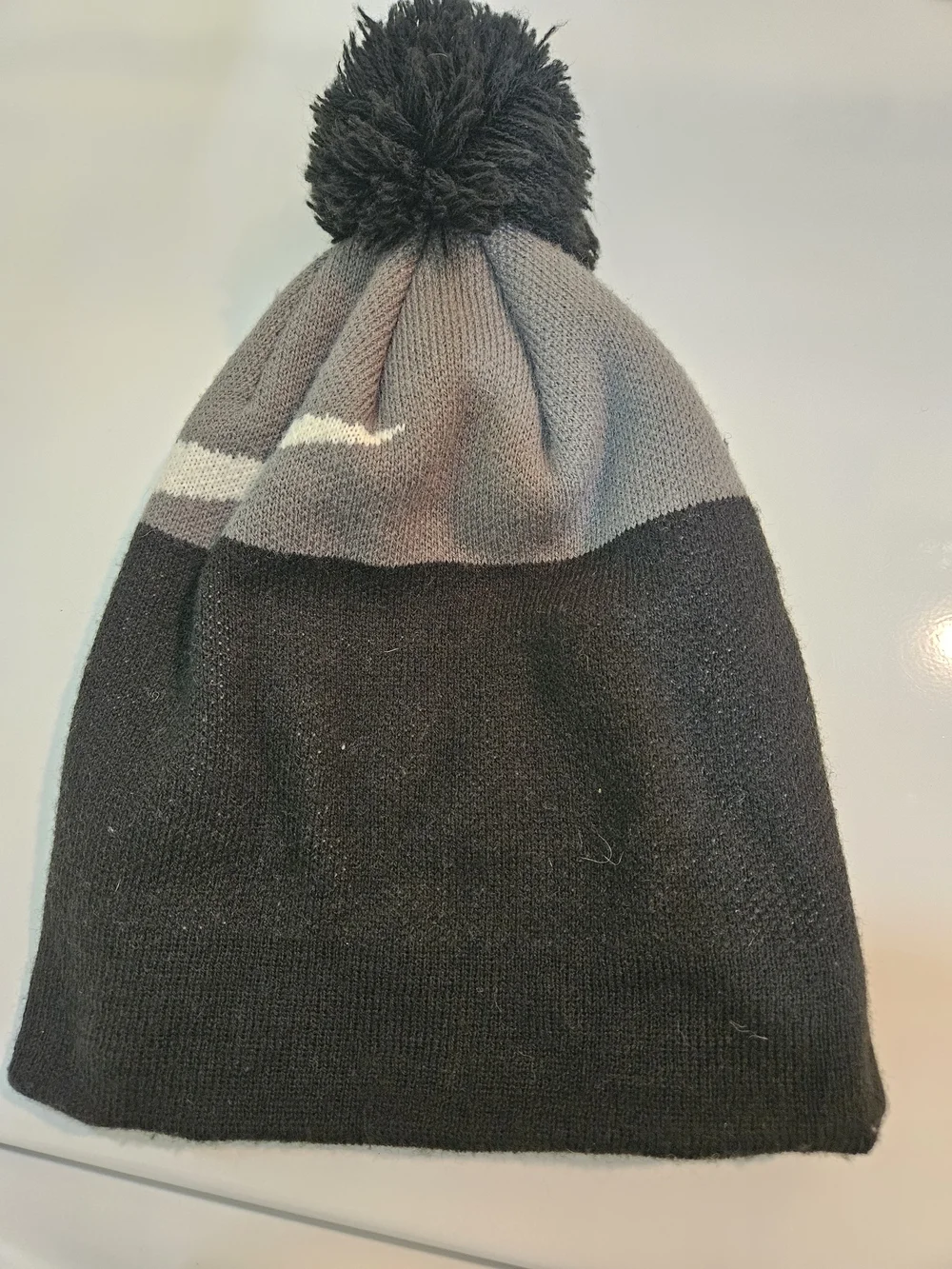 Nike Black & Gray Pom Beanie - Men's Knit Hat